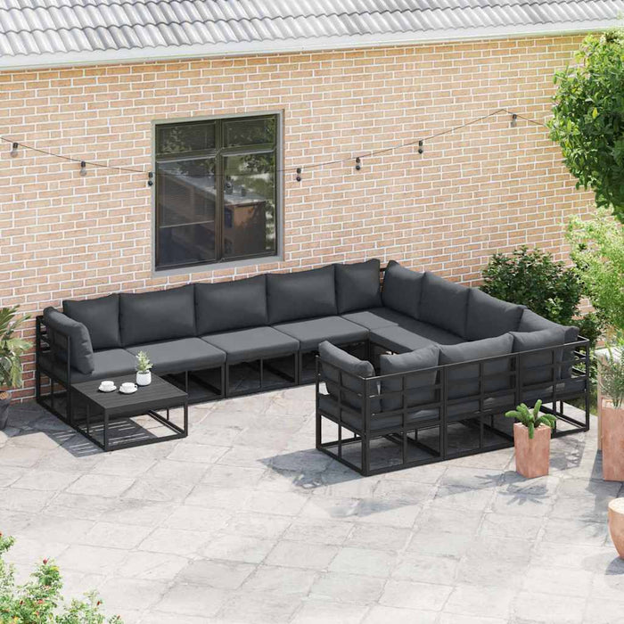 Set de canapele pentru grădină 11 pcs Negru 70 x 70 x 32 cm - WALTI WALTI