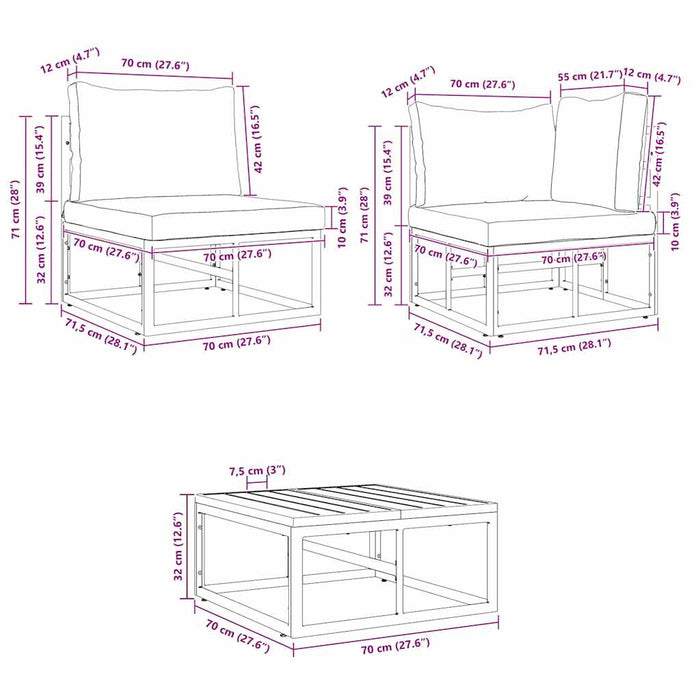 Set de canapele pentru grădină 11 pcs Negru 70 x 70 x 32 cm - WALTI WALTI