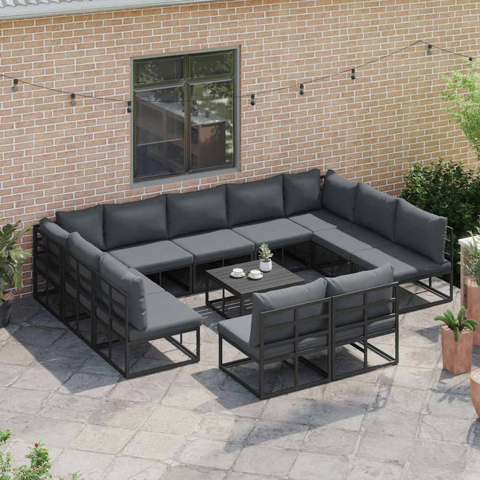 Set de canapele pentru grădină 11 pcs Negru 353 x 211.5 x 71 cm - WALTI WALTI