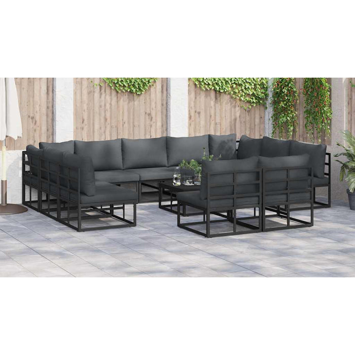 Set de canapele pentru grădină 12 pcs Negru 70 x 70 x 32 cm - WALTI WALTI