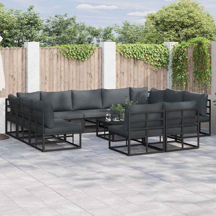 Set de canapele pentru grădină 12 pcs Negru 70 x 70 x 32 cm - WALTI WALTI