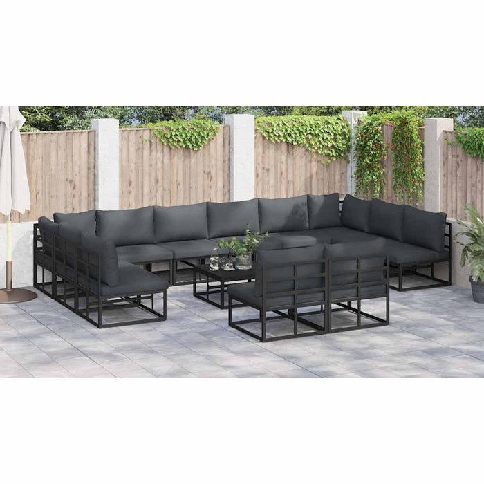 Set de canapele pentru grădină 13 pcs Negru 70 x 70 x 32 cm - WALTI WALTI