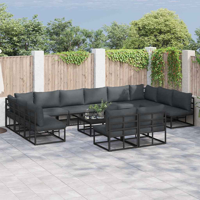 Set de canapele pentru grădină 13 pcs Negru 70 x 70 x 32 cm - WALTI WALTI