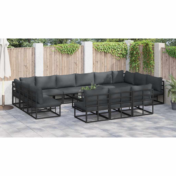 Set de canapele pentru grădină cu pernă cu pernă 13 pcs Negru Aluminiu - WALTI WALTI