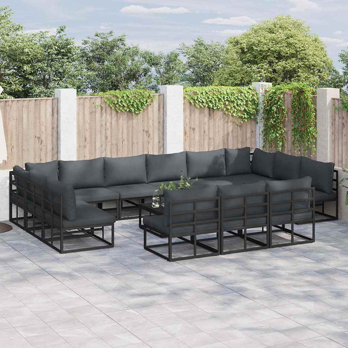 Set de canapele pentru grădină cu pernă cu pernă 13 pcs Negru Aluminiu - WALTI WALTI