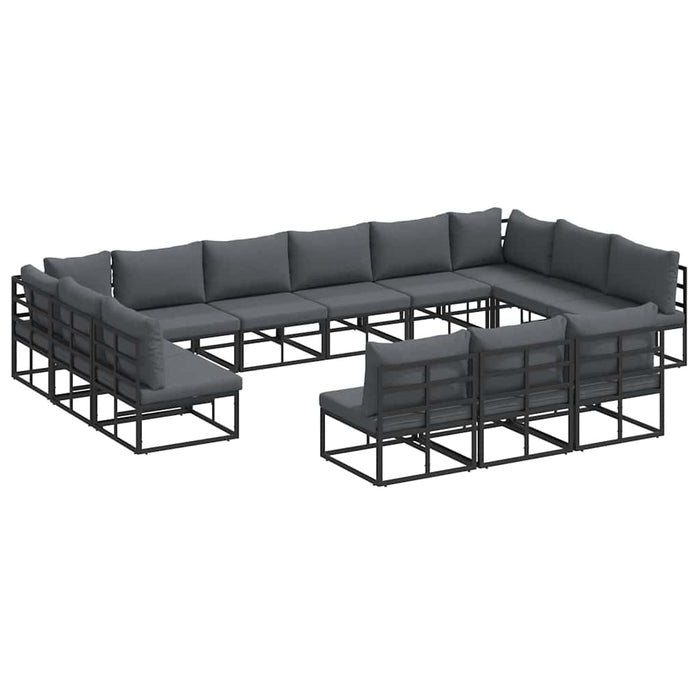 Set de canapele pentru grădină cu pernă cu pernă 13 pcs Negru Aluminiu - WALTI WALTI