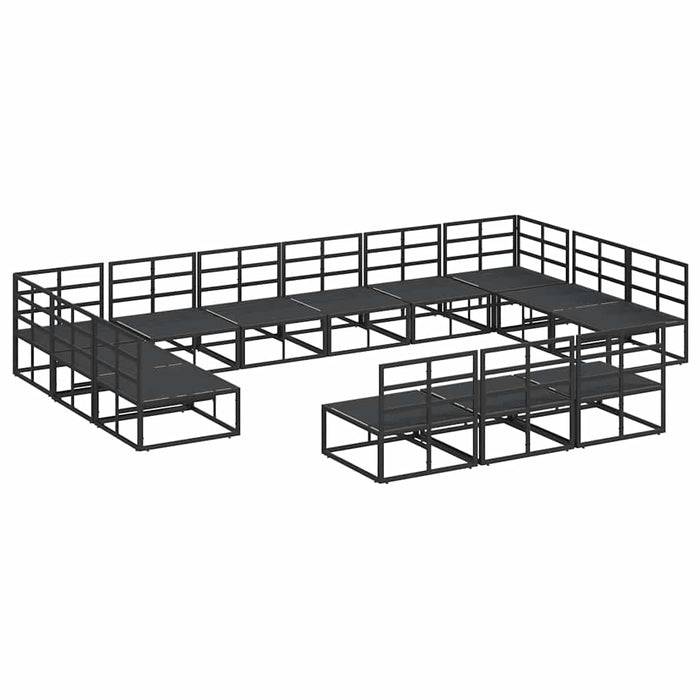 Set de canapele pentru grădină cu pernă cu pernă 13 pcs Negru Aluminiu - WALTI WALTI