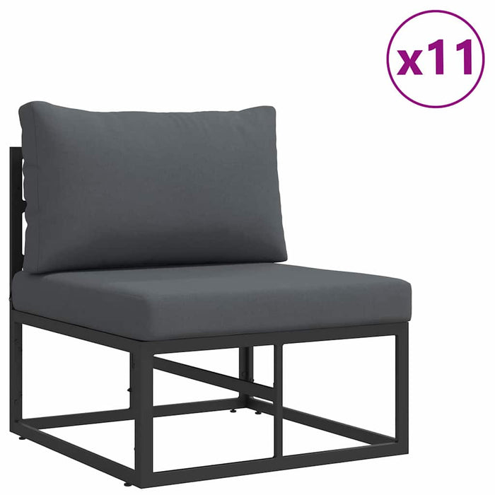 Set de canapele pentru grădină cu pernă cu pernă 13 pcs Negru Aluminiu - WALTI WALTI