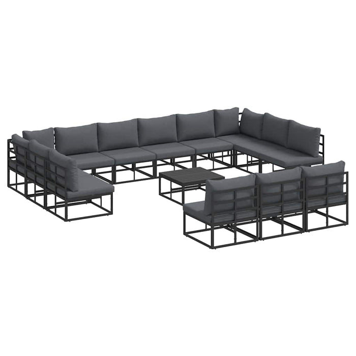 Set de canapele pentru grădină cu pernă cu pernă 14 pcs Negru Aluminiu - WALTI WALTI