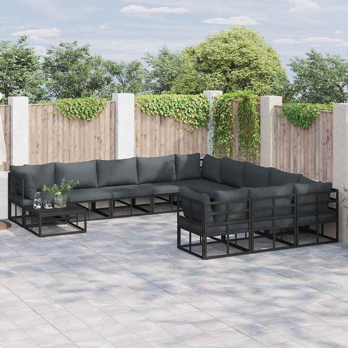 Set de canapele pentru grădină 11 pcs Negru 70 x 70 x 32 cm - WALTI WALTI
