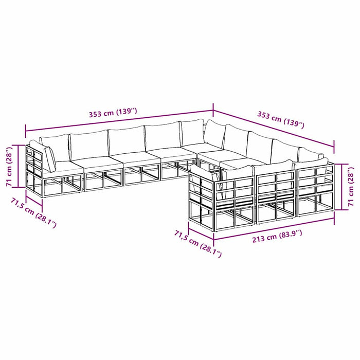 Set de canapele pentru grădină 11 pcs Negru 70 x 70 x 32 cm - WALTI WALTI