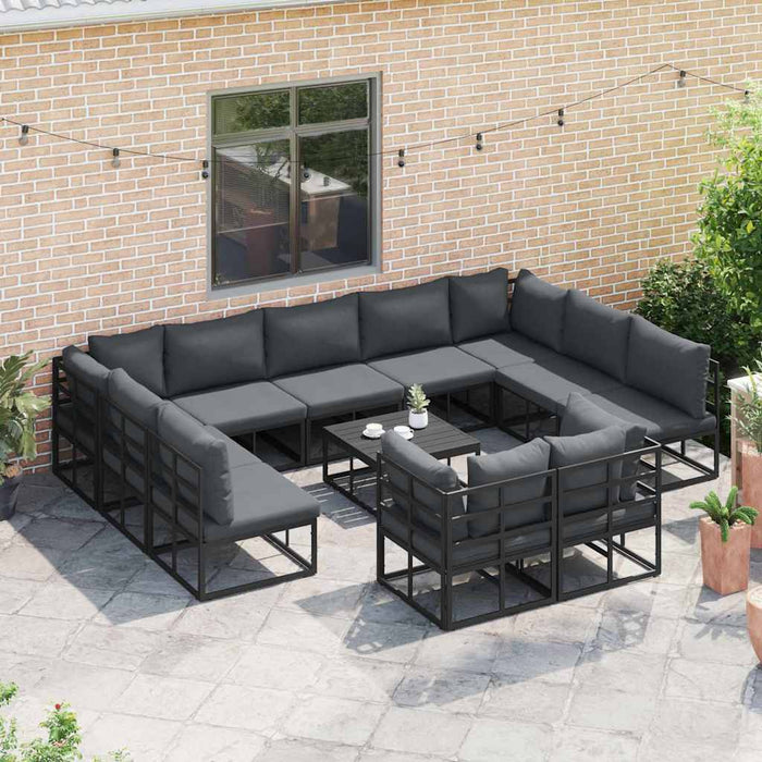 Set de canapele pentru grădină 12 pcs Negru 70 x 70 x 32 cm - WALTI WALTI