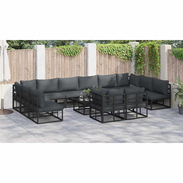 Set de canapele pentru grădină 13 pcs Negru 70 x 70 x 32 cm - WALTI WALTI