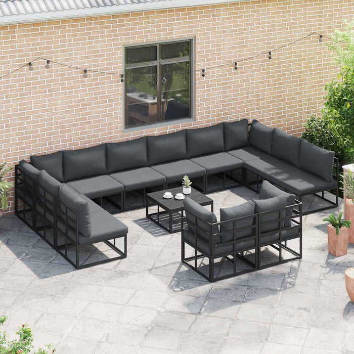 Set de canapele pentru grădină 13 pcs Negru 70 x 70 x 32 cm - WALTI WALTI