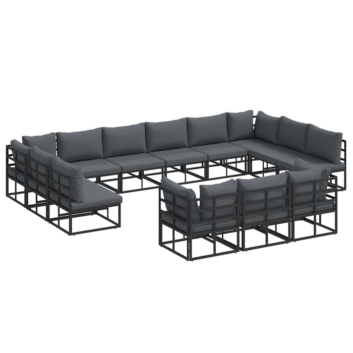 Set de canapele pentru grădină 13 pcs Negru 423 x 211.5 x 71 cm - WALTI WALTI