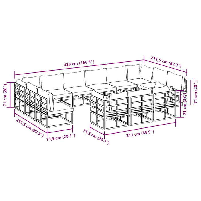 Set de canapele pentru grădină 13 pcs Negru 423 x 211.5 x 71 cm - WALTI WALTI