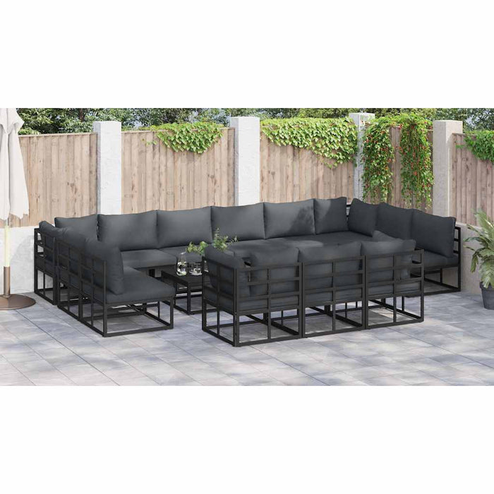 Set de canapele pentru grădină 14 pcs Negru 70 x 70 x 32 cm - WALTI WALTI