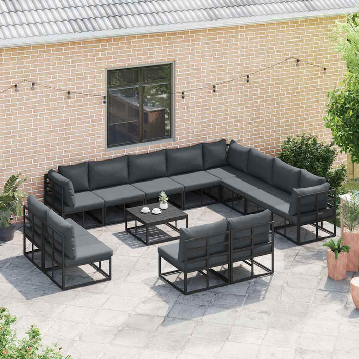 Set de canapele pentru grădină 12 pcs Negru 353 x 283 x 71 cm - WALTI WALTI