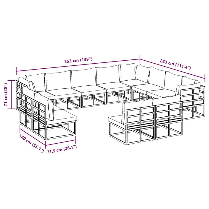 Set de canapele pentru grădină 12 pcs Negru 353 x 283 x 71 cm - WALTI WALTI
