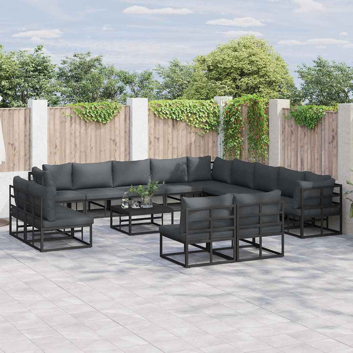 Set de canapele pentru grădină 13 pcs Negru 353 x 353 x 71 cm - WALTI WALTI