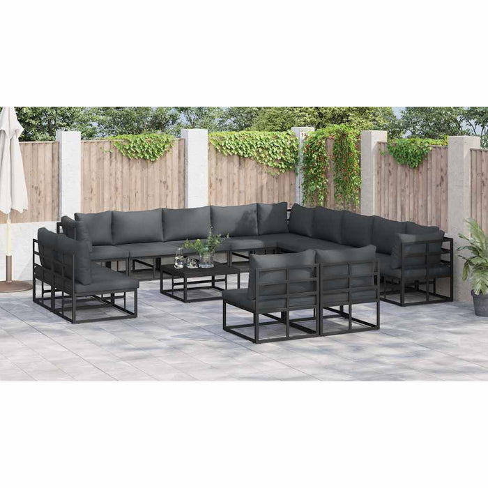 Set de canapele pentru grădină 14 pcs Negru 70 x 70 x 32 cm - WALTI WALTI