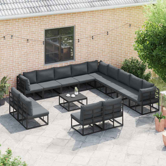 Set de canapele pentru grădină 14 pcs Negru 70 x 70 x 32 cm - WALTI WALTI