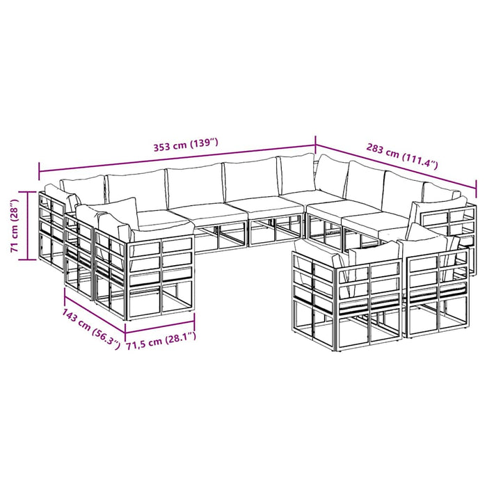 Set de canapele pentru grădină 12 pcs Negru 353 x 283 x 71 cm - WALTI WALTI