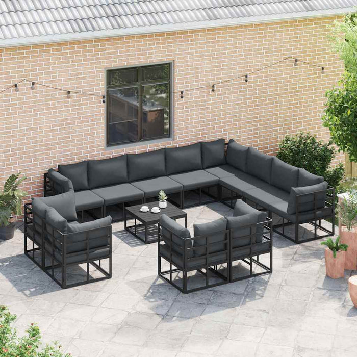 Set de canapele pentru grădină 13 pcs Negru 70 x 70 x 32 cm - WALTI WALTI