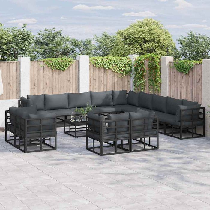 Set de canapele pentru grădină 14 pcs Negru 70 x 70 x 32 cm - WALTI WALTI
