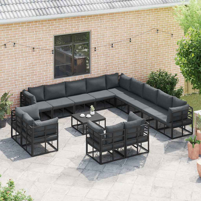 Set de canapele pentru grădină 14 pcs Negru 70 x 70 x 32 cm - WALTI WALTI