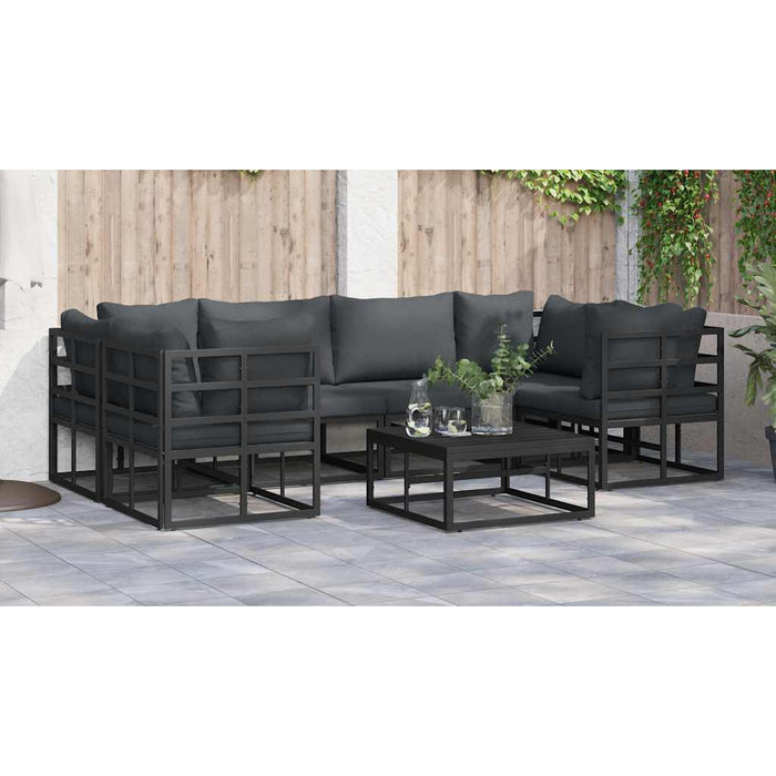 Set de canapele pentru grădină 6 pcs Negru Aluminiu - WALTI WALTI