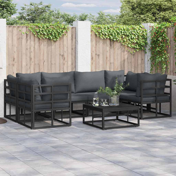Set de canapele pentru grădină 6 pcs Negru Aluminiu - WALTI WALTI