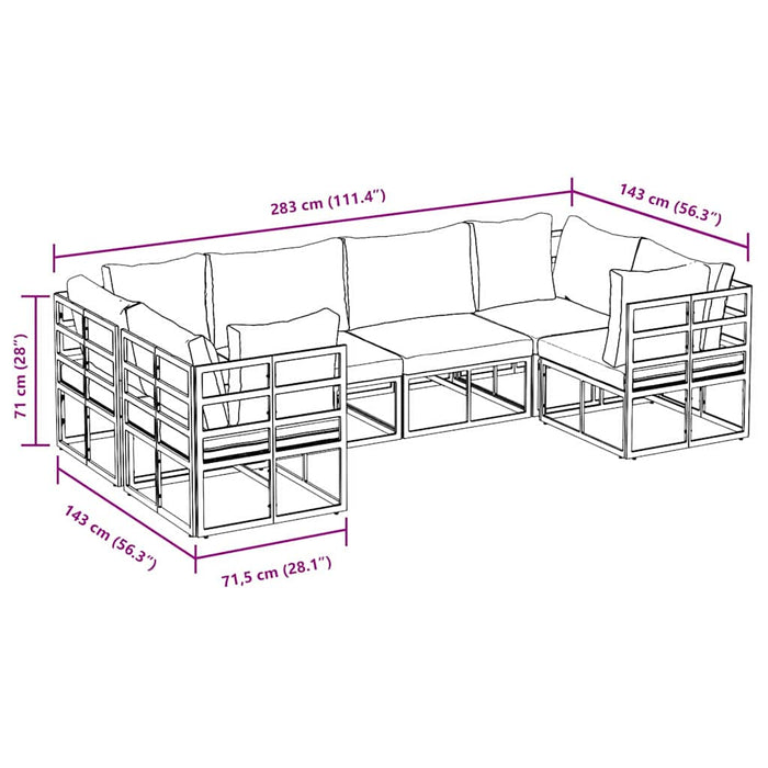 Set de canapele pentru grădină 6 pcs Negru Aluminiu - WALTI WALTI