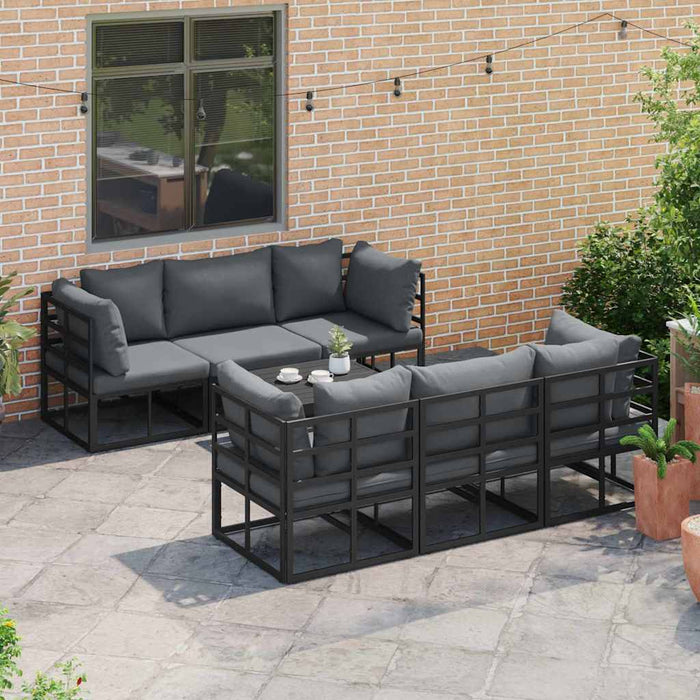 Set de canapele pentru grădină 7 pcs Negru Aluminiu - WALTI WALTI