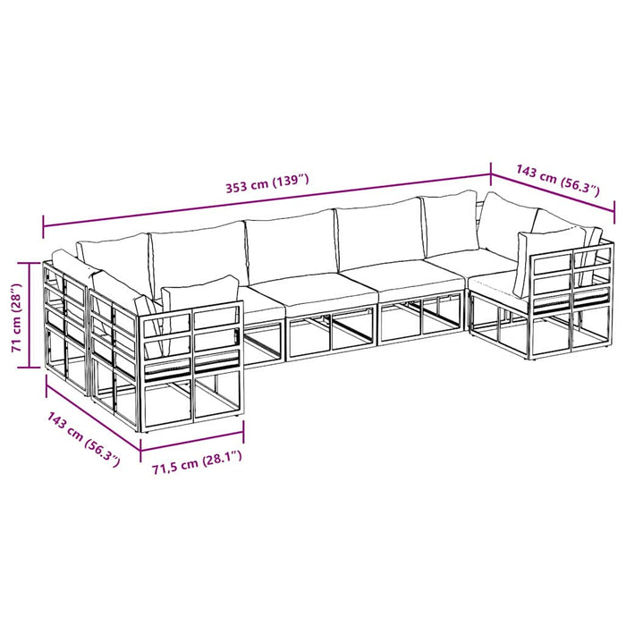 Set de canapele pentru grădină 7 pcs Negru Aluminiu - WALTI WALTI