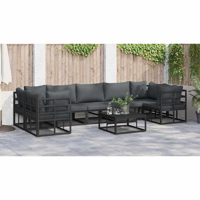 Set de canapele pentru grădină 8 pcs Negru Aluminiu - WALTI WALTI