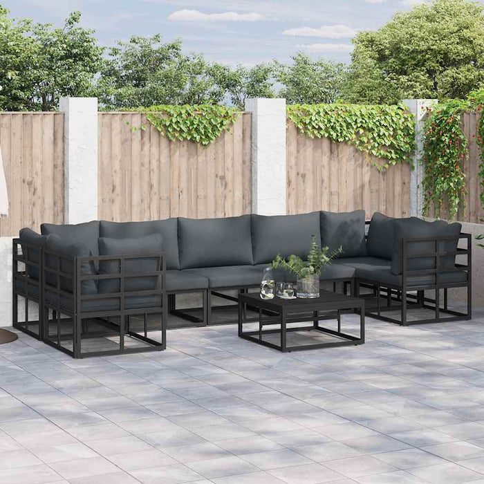 Set de canapele pentru grădină 8 pcs Negru Aluminiu - WALTI WALTI