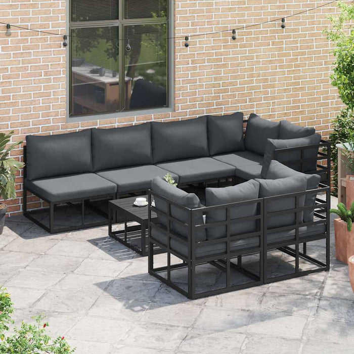 Set de canapele pentru grădină 8 pcs Negru Aluminiu - WALTI WALTI
