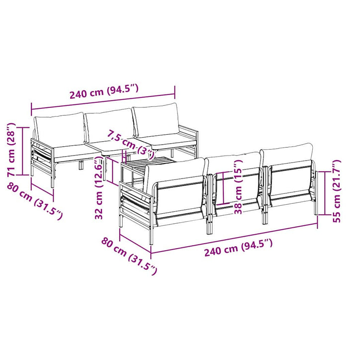 Set de canapele pentru grădină cu pernă cu pernă 7 pcs Antracit - WALTI WALTI