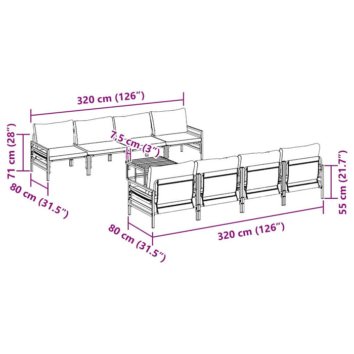 Set de canapele pentru grădină cu pernă cu pernă 9 pcs Antracit - WALTI WALTI