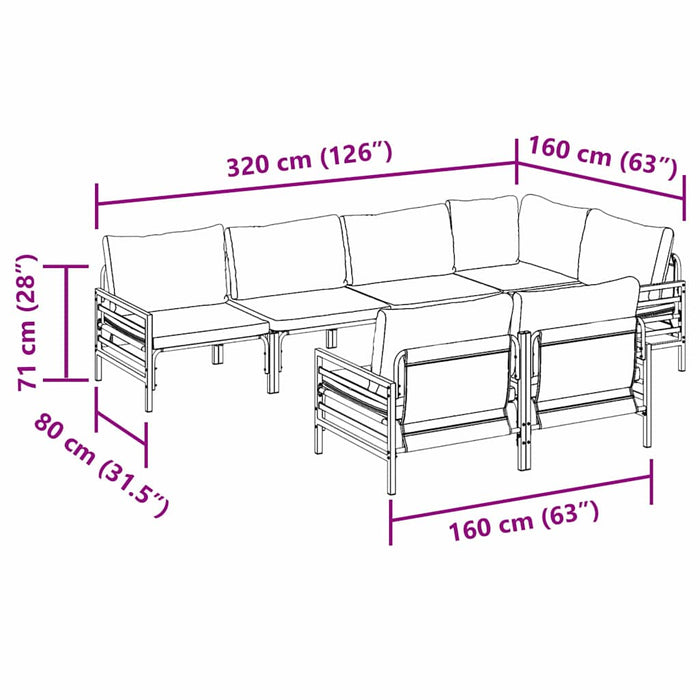 Set de canapele pentru grădină 7 pcs Antracit 320 x 160 x 71 cm - WALTI WALTI