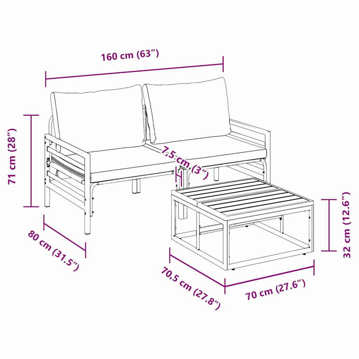 Set de canapele pentru grădină 3 pcs Antracit Oțel - WALTI WALTI