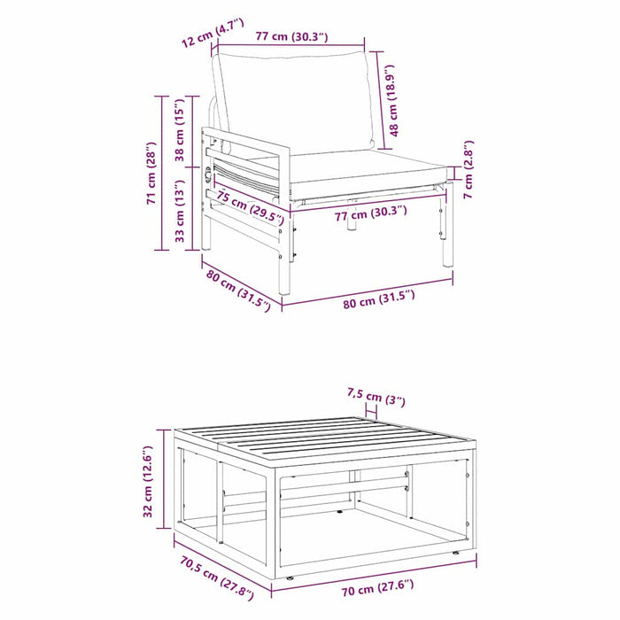 Set de canapele pentru grădină 3 pcs Antracit Oțel - WALTI WALTI