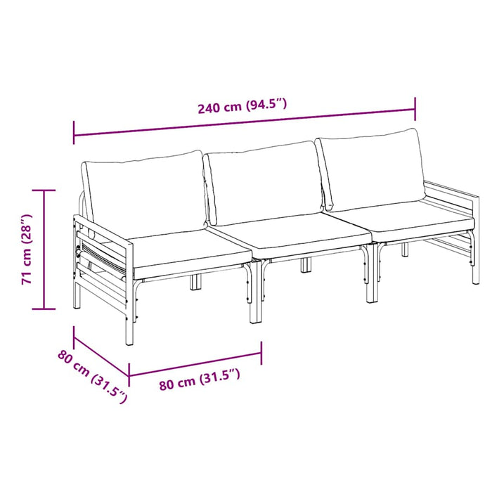 Set de canapele pentru grădină 3 pcs Antracit Oțel - WALTI WALTI