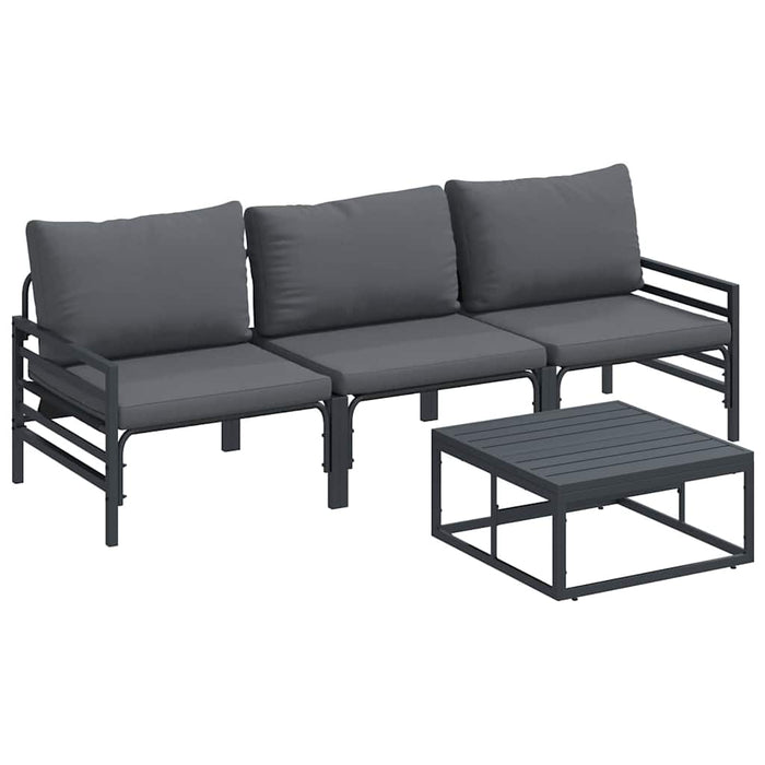 Set de canapele pentru grădină cu pernă 4 pcs Negru Oțel - WALTI WALTI