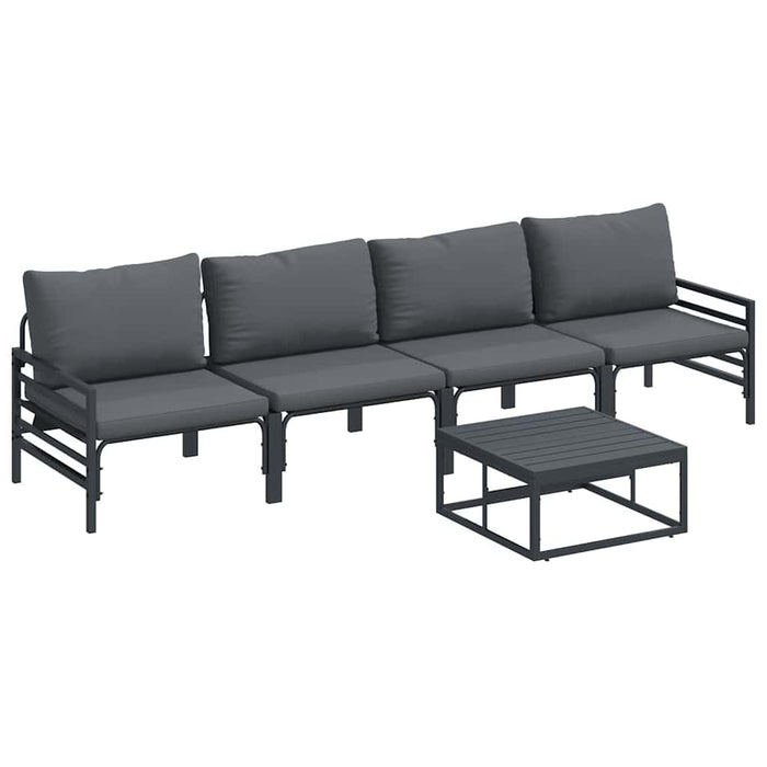 Set de canapele pentru grădină cu pernă 5 pcs Negru Oțel - WALTI WALTI