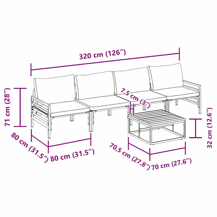 Set de canapele pentru grădină cu pernă 5 pcs Negru Oțel - WALTI WALTI