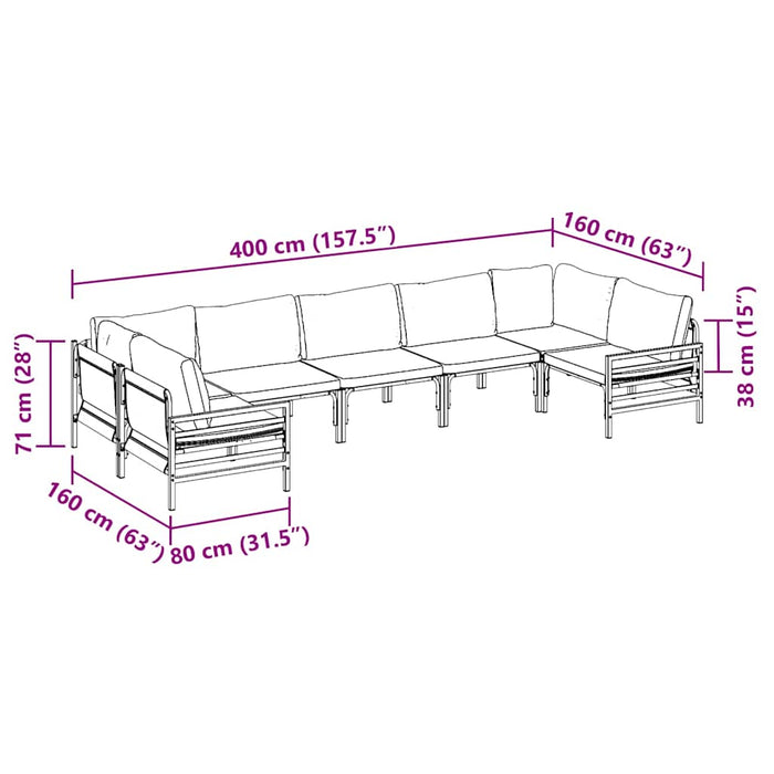 Set de canapele pentru grădină 7 pcs Antracit Oțel - WALTI WALTI