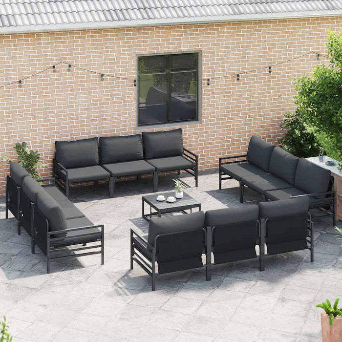 Set de canapele pentru grădină cu pernă 12 pcs Negru Oțel - WALTI WALTI