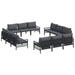 Set de canapele pentru grădină cu pernă 12 pcs Negru Oțel - WALTI WALTI